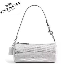 NWT COACH Nolita Barrel Bag Crystal Fabric/Metallic Smooth Leather‎